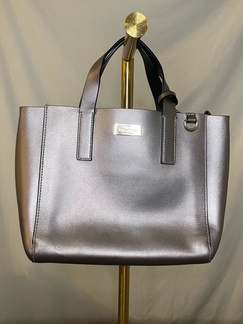 Kate Spade Metallic Leather Convertible Tote Shoulder Bag